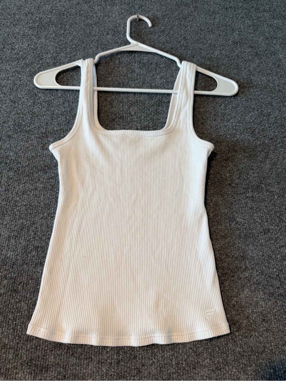 Fabletics White Ribbed Square-Neck Tank